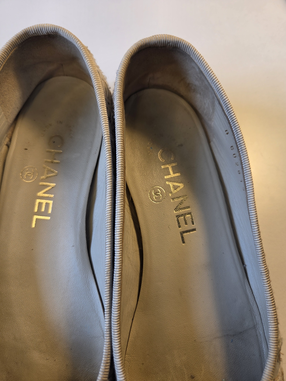 Chanel Ballerina Interlocking CC logo flats  35.5- Text Printed Fab/leather Auth - Picture 8 of 11